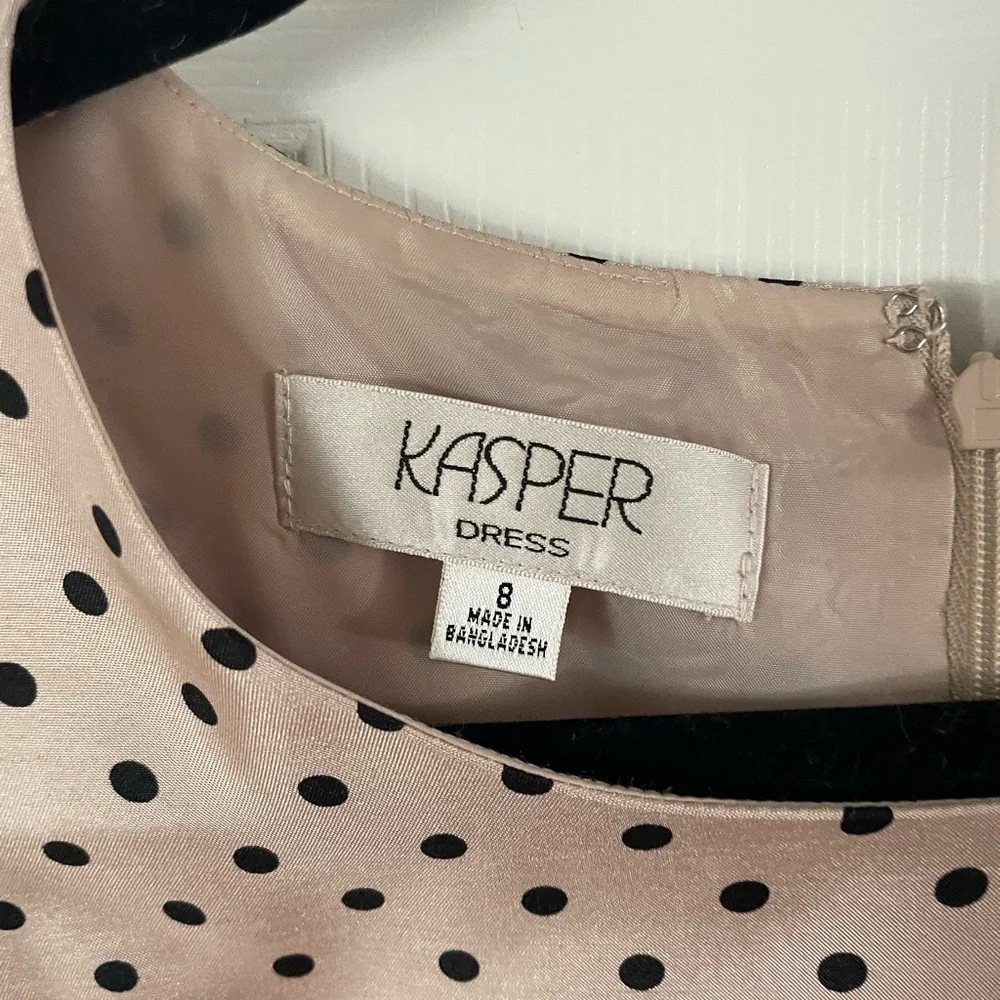 Vintage Kasper Strapless Dress in Cream with Black Polka Dots - Picture 5 of 7